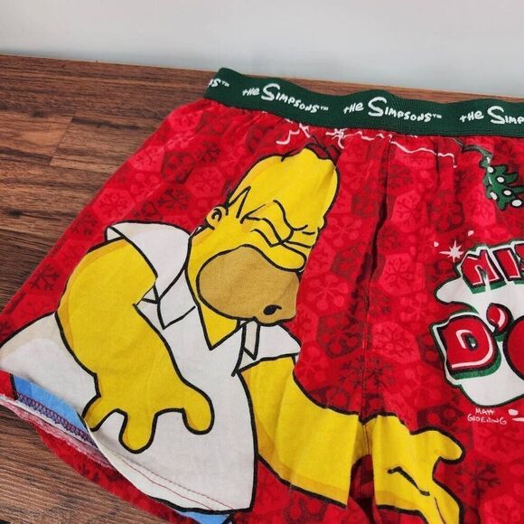 The Simpson's Christmas Boxer Sleep Shorts Homer Mistle D'oh Men's Medium Vintag - Picture 3 of 4